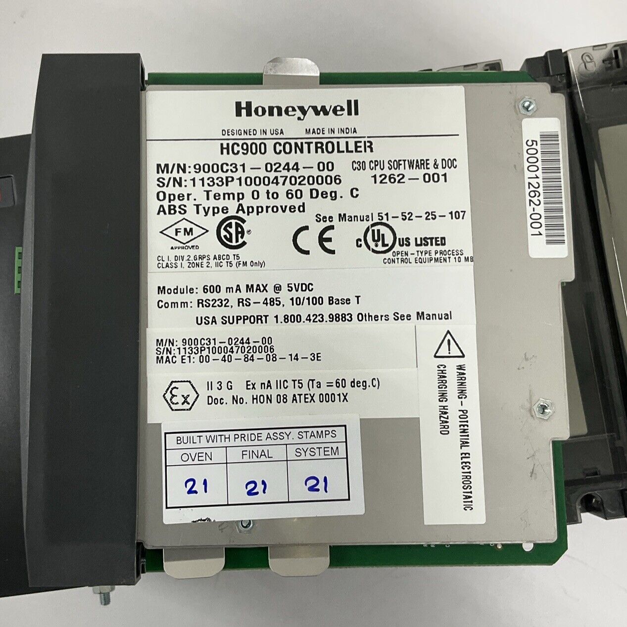 Honeywell 900C31-0244-00 HC900 C30 PLC Module w/ Rack, PS & Modules (OV134)