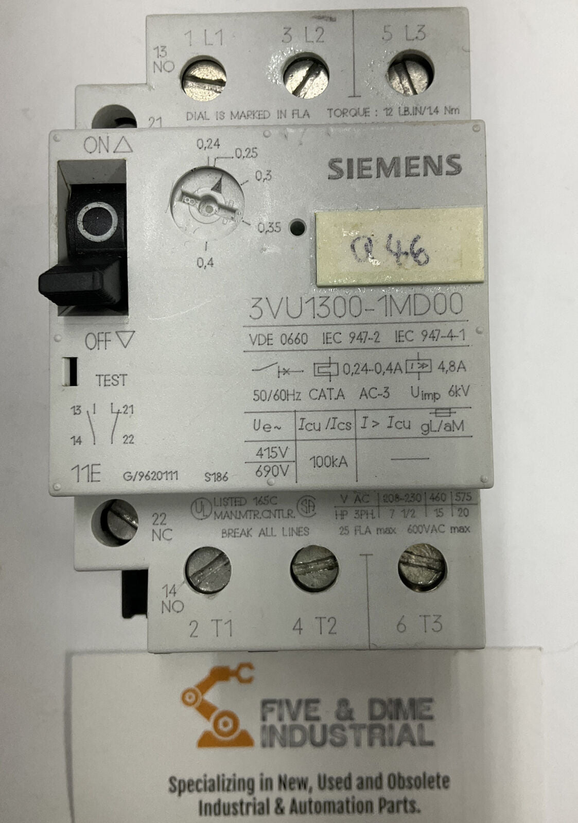 Siemens 3VU1300-1MD00 Circuit Breaker 0.24-0.4A (CL145) - 0
