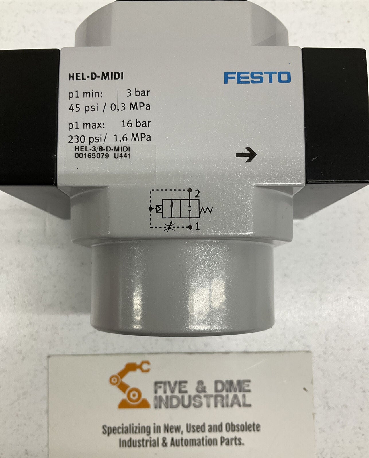 Festo Hel 3/8 D Midi New On Off Valve 3-16 bar 45-230 psi (RE239) - 0