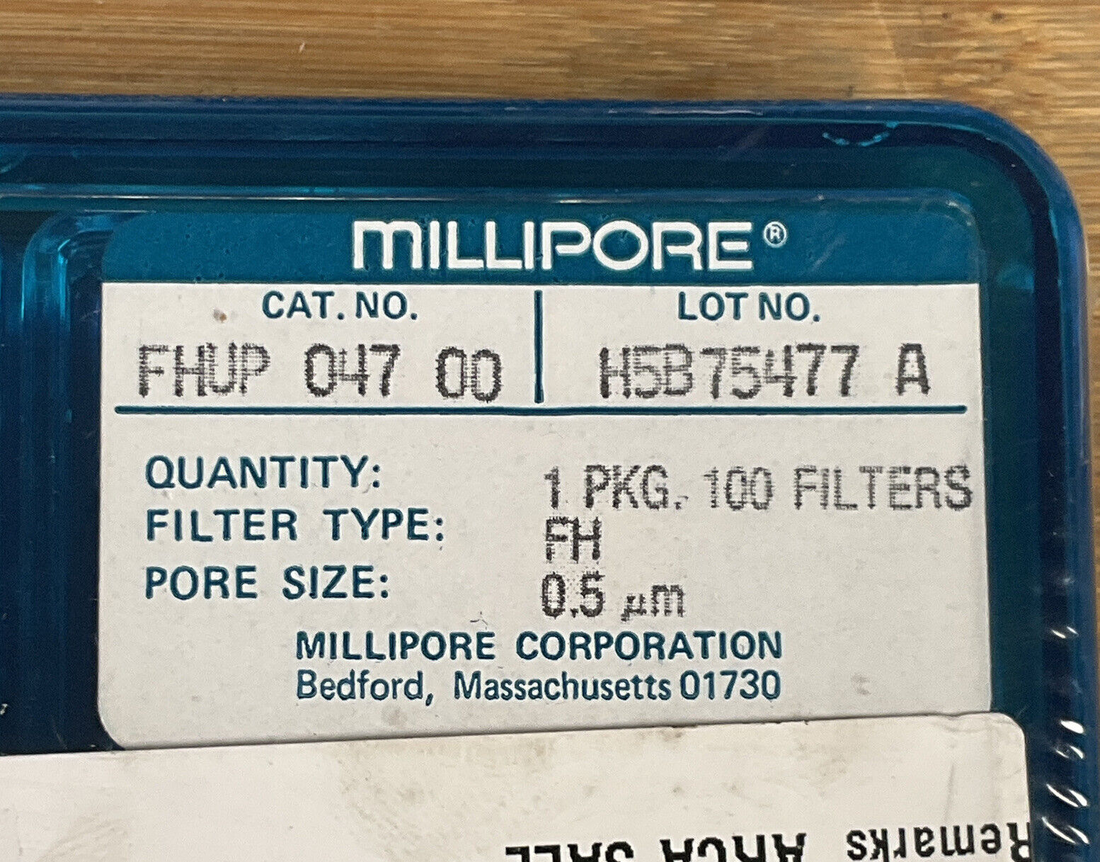 MILLIPORE FHUP-047-00 .5um Pkg of 100  Type FH Filters (BL112) - 0