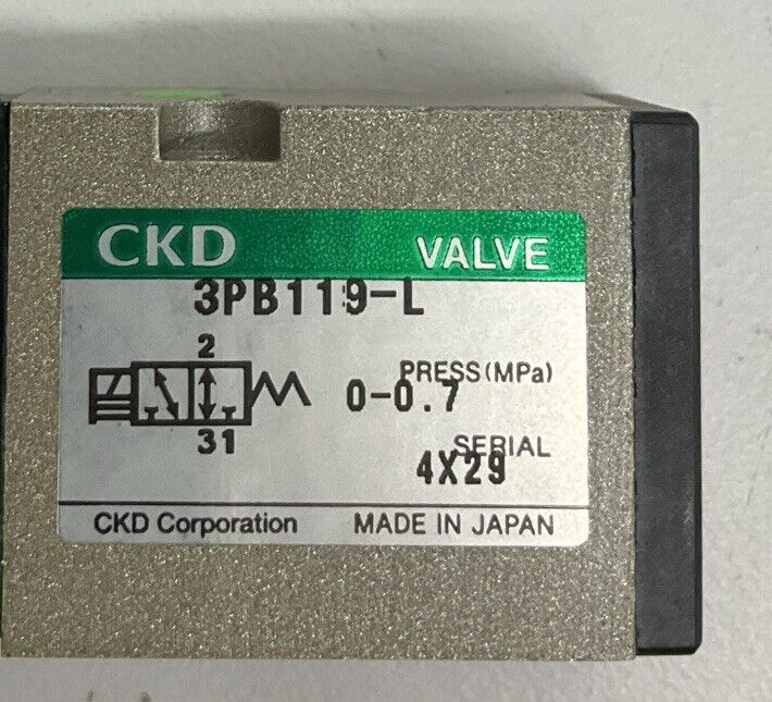 PARKER / CKD 3PB119-L 24VDC Solenoid Valve (YE120)