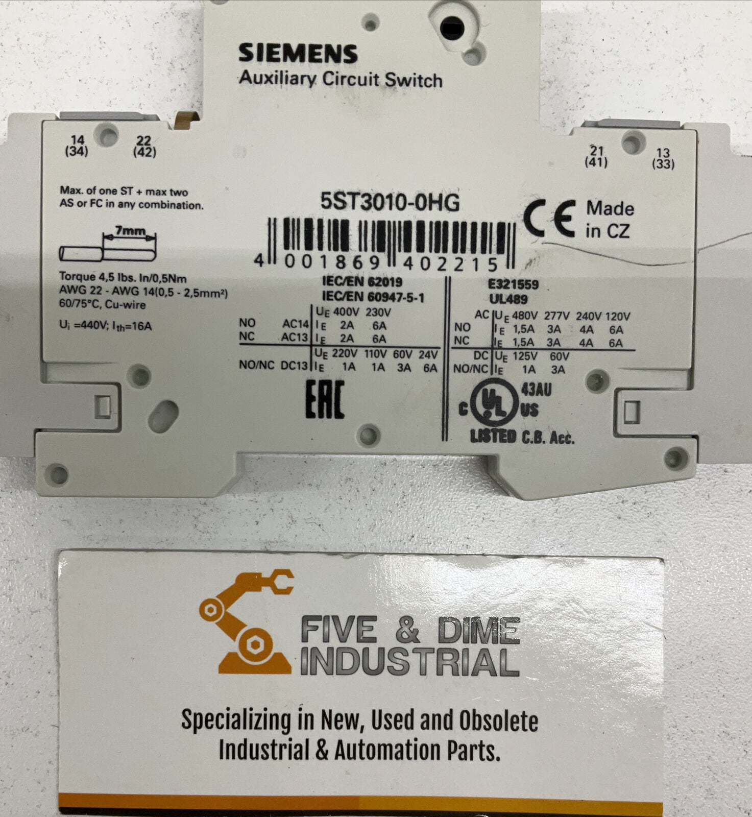 Siemens 5ST3-011-0HG Auxiliary Circuit Switch  (GR150) - 0