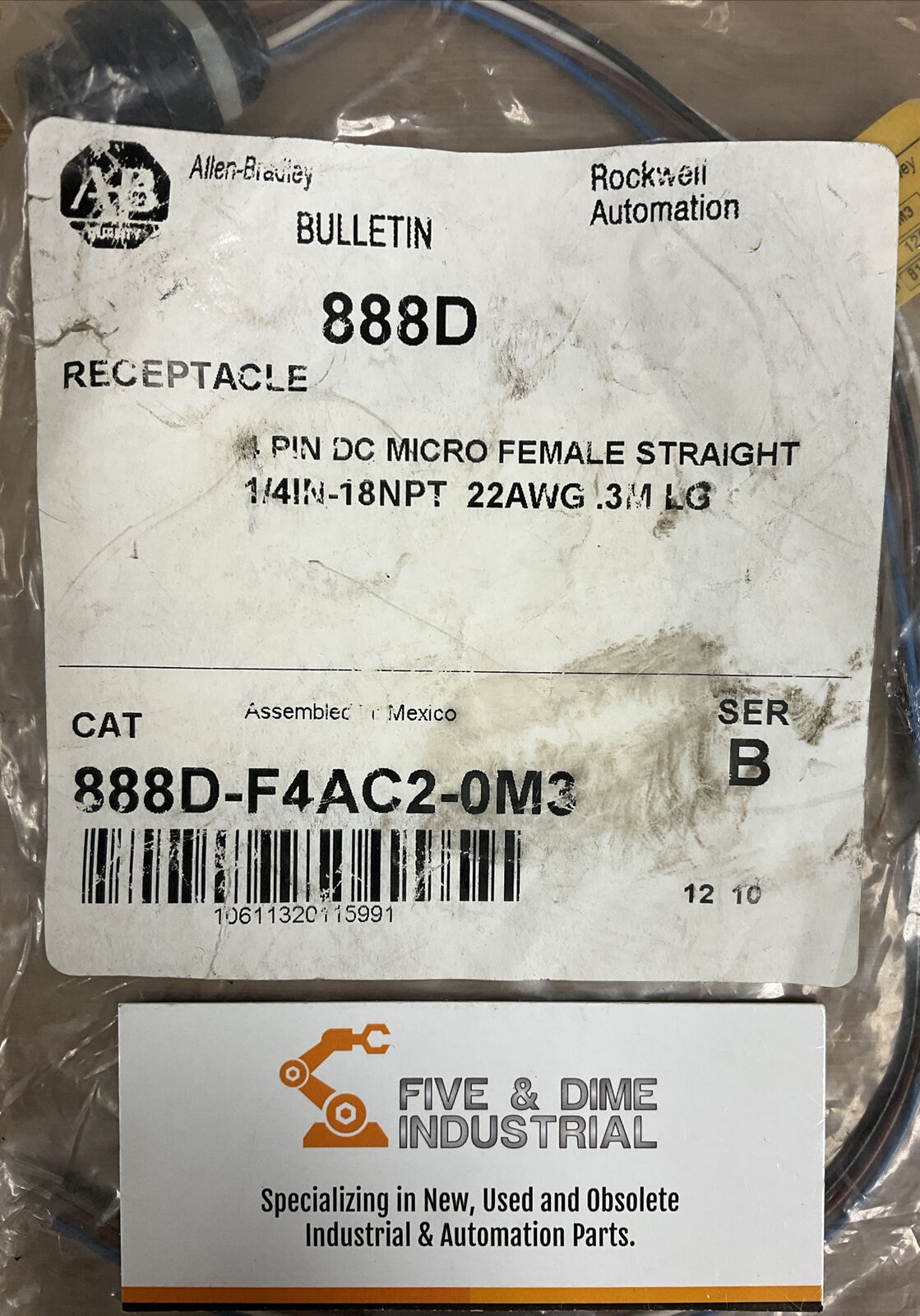 Allen Bradley 888D-F4AC2-0M3 SER B. Receptacle (GR137)