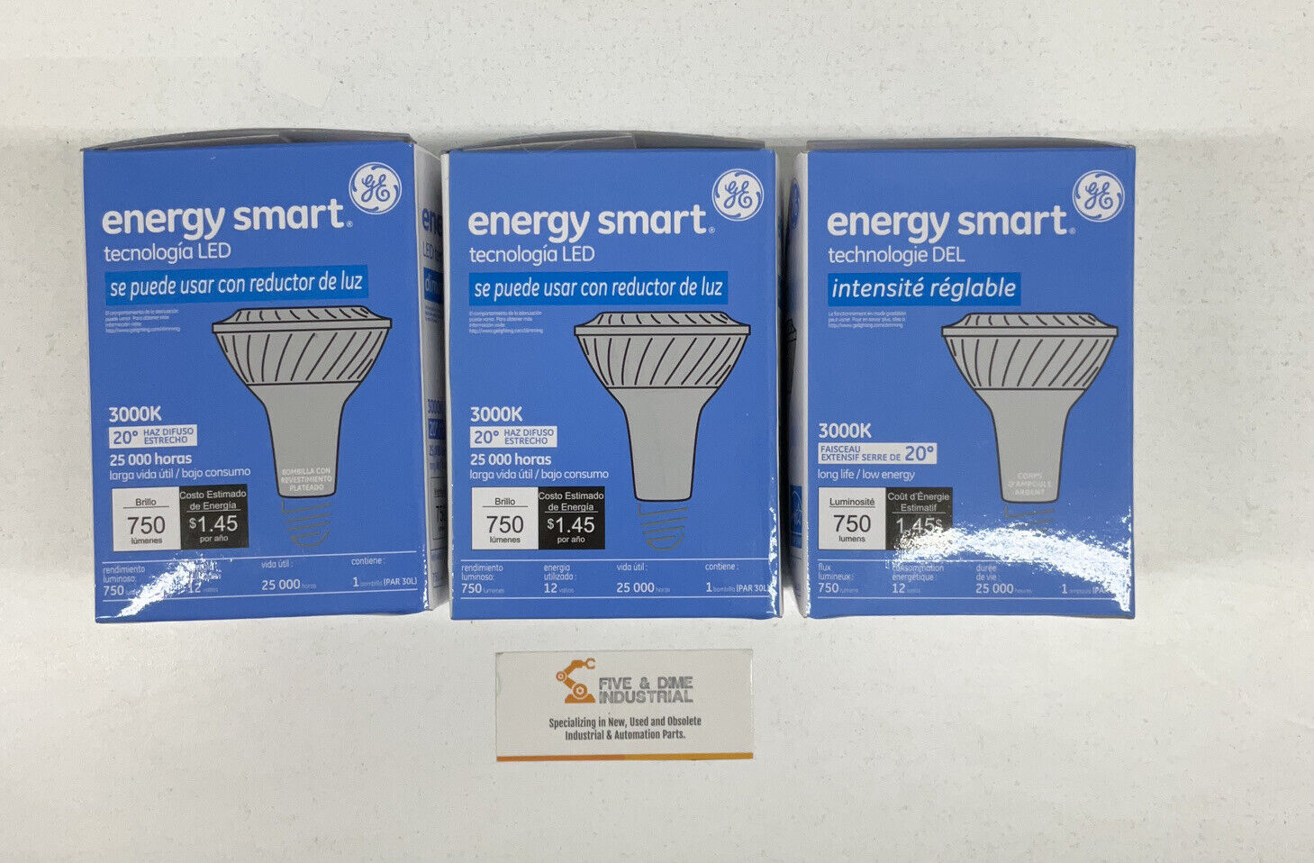 GE LED12DP3LS830/20 Lot of (3)  Energy Smart Dimmable 12W Flood Bulbs - (SH104)