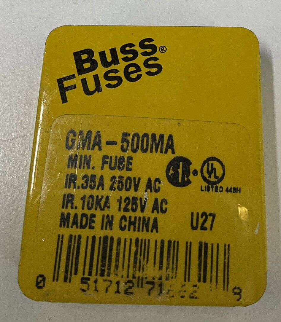 Bussmann Buss GMA500MA New Lot of 5 Fuses (GR100) - 0