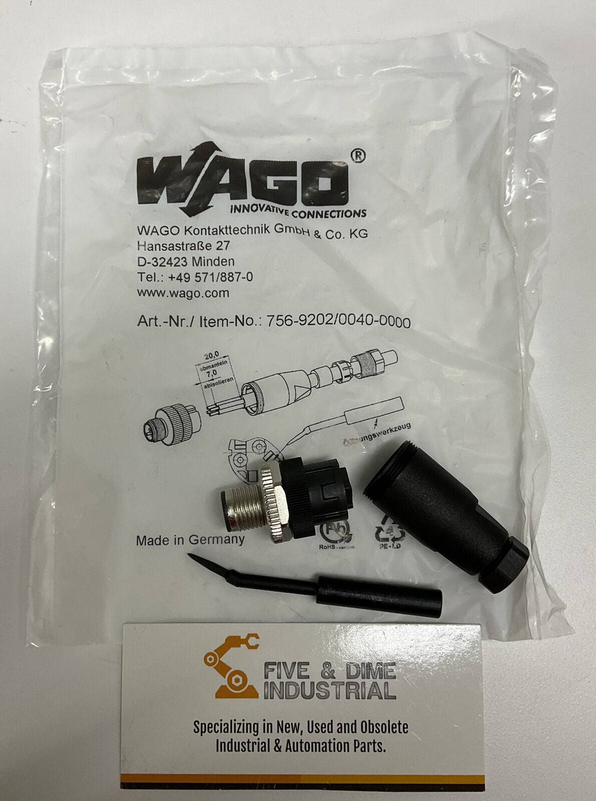 Wago 756-9202 4-pole, M12 Fitted Pluggable Connector 756-9202/0040-0000 (CL355)
