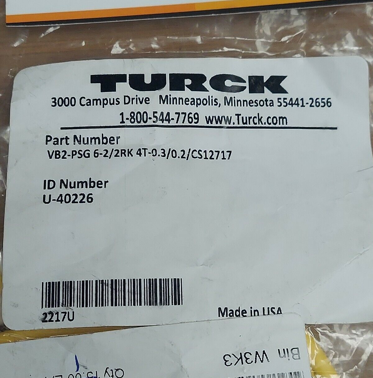 Turck VB2-PSG 6-2/2RK 4T-0.3/0.2/CS12717 U40226 Cordset  (GR115) - 0