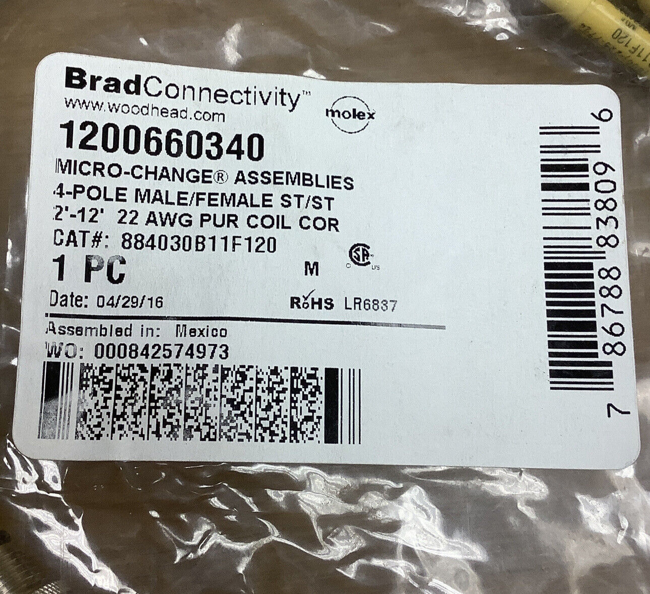 Brad Woodhead Micro Change 4P M/F 2-12 Ft Coil Cable (CBL111)