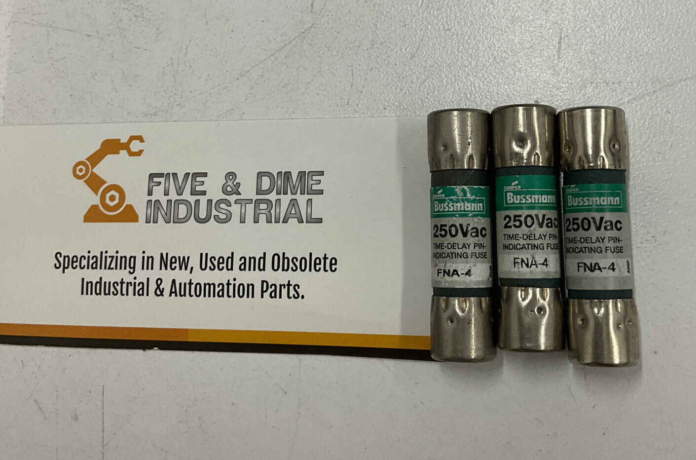 Bussmann FNA-4 Lot of 3 Time-Delay Indicating Fuses 250VAC (YE130) - 0