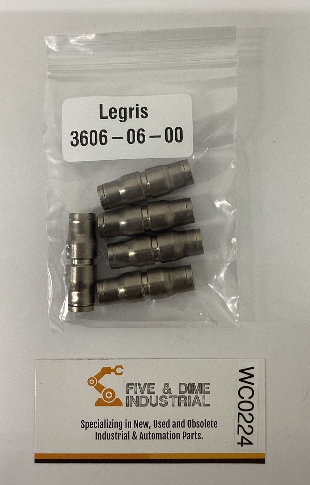 Legris 3606-06-00 Pkg of 5 Nickel Plated Brass Union 1/4'' OD Tube (BL278)