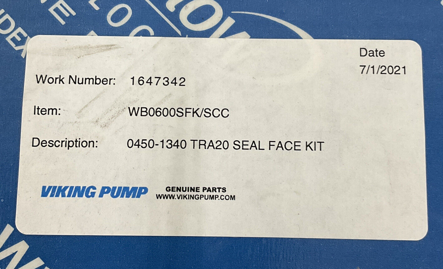 Viking /  Wright WB0600SFK/SCC Flow Circumferential Pumps Seal Face Kit (BK109) - 0