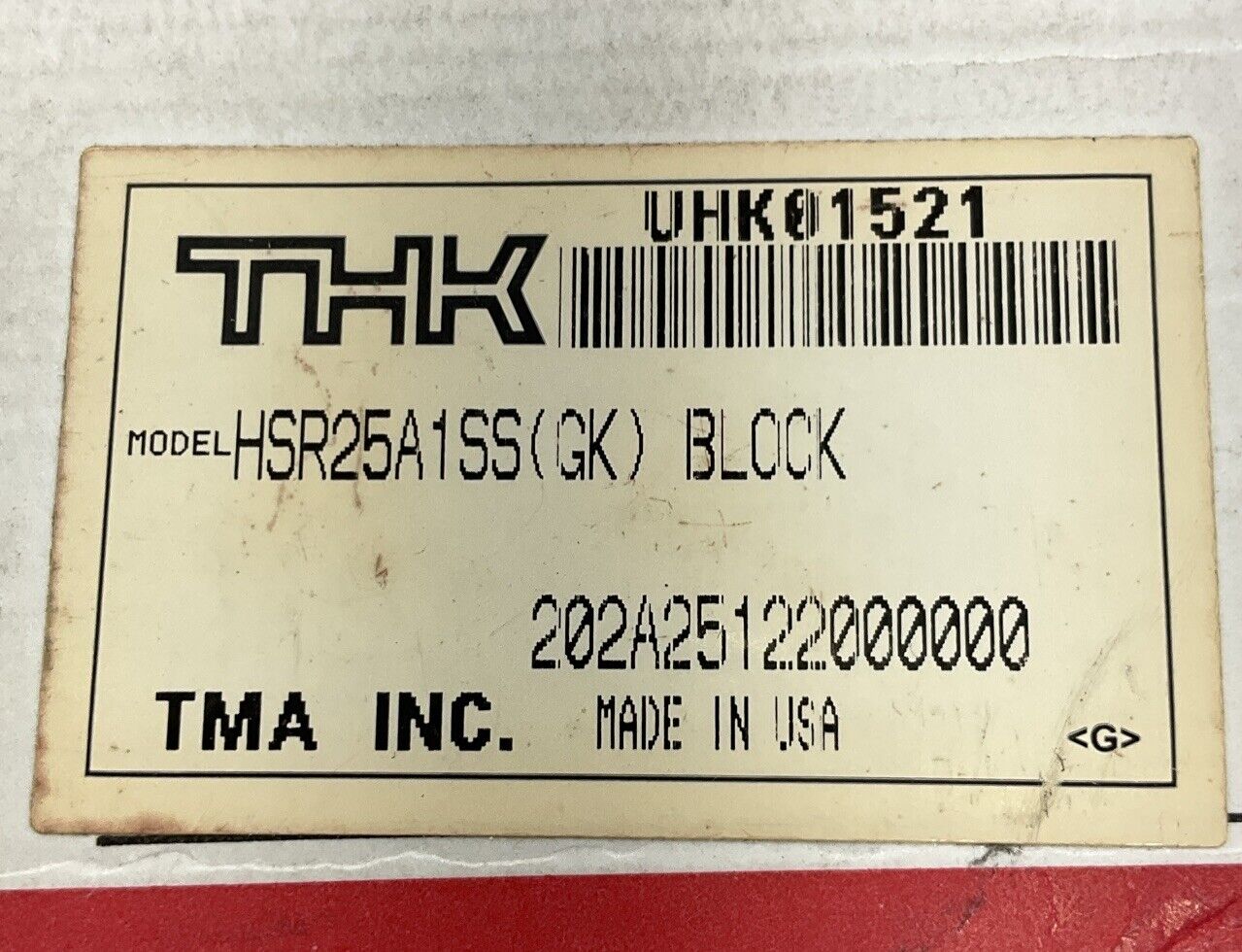 THK HSR25A1SS (GK) 202A25122000000 Linear Bearing Slide Guide Block (CL374)