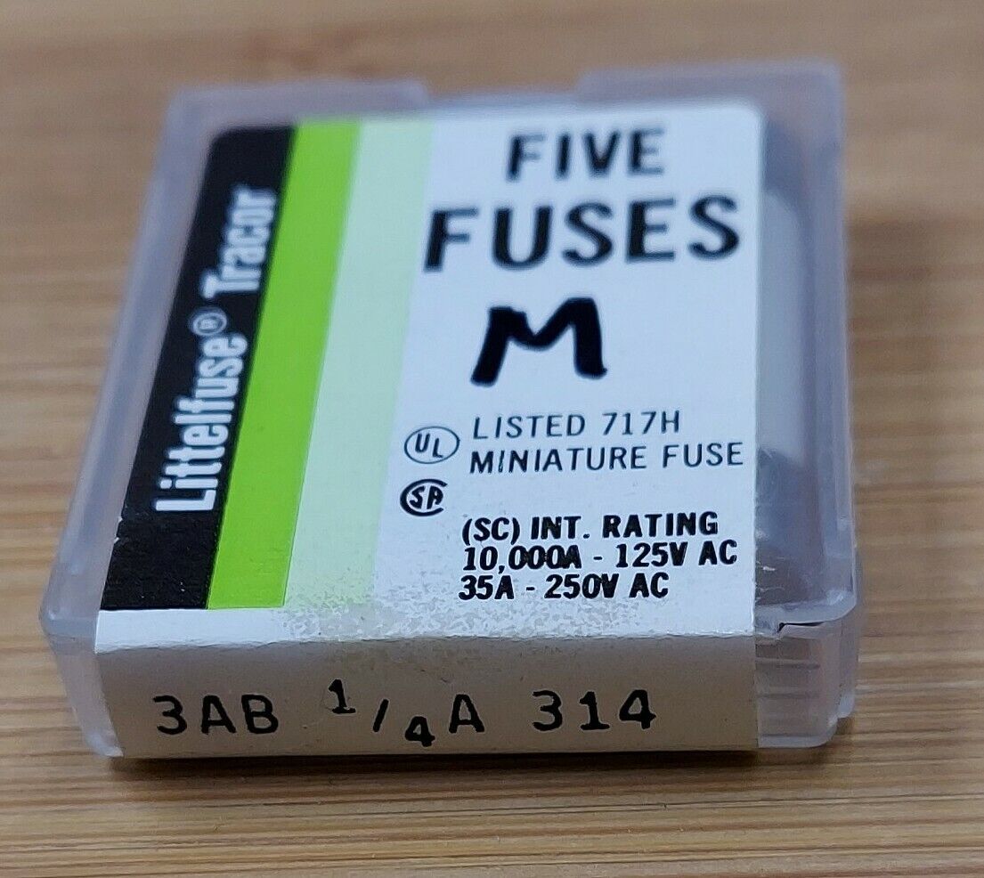LittleFuse New Box of 5  3AB 1/4A 314  Fast-Acting Ceramic 1/4 Amp 250V (BL114)