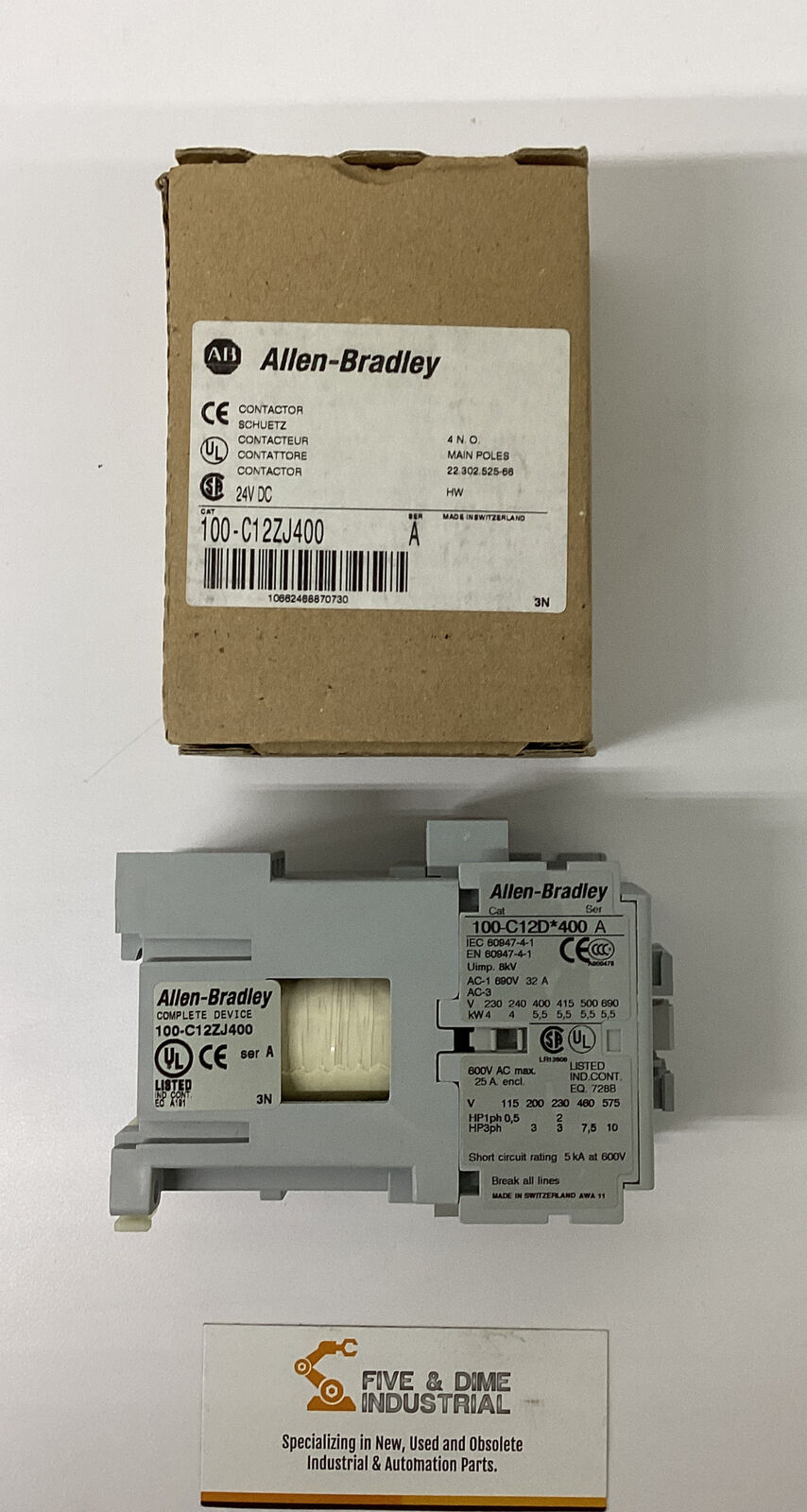 Allen Bradley  100-C12ZJ400  Ser. A. Contactor  24VDC (CL235)