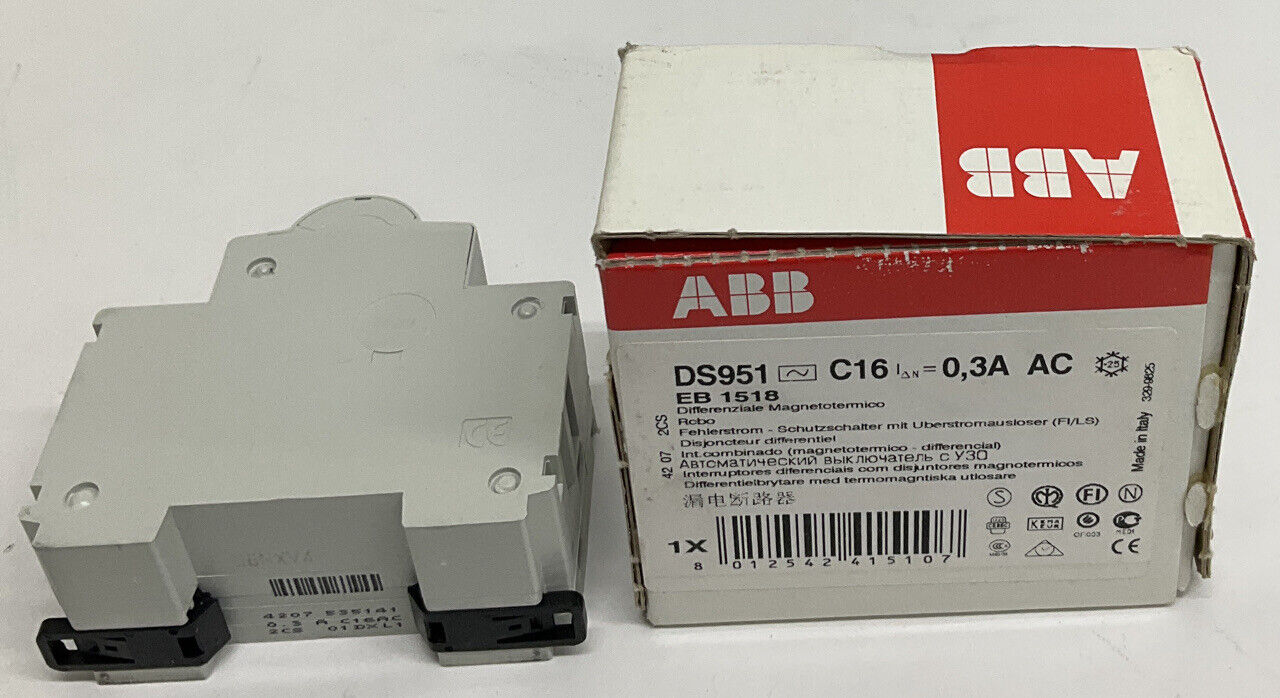 ABB DS951-C16/ D5951-A-C16 Din Mount 16 AMP Circuit Breaker (YE252)
