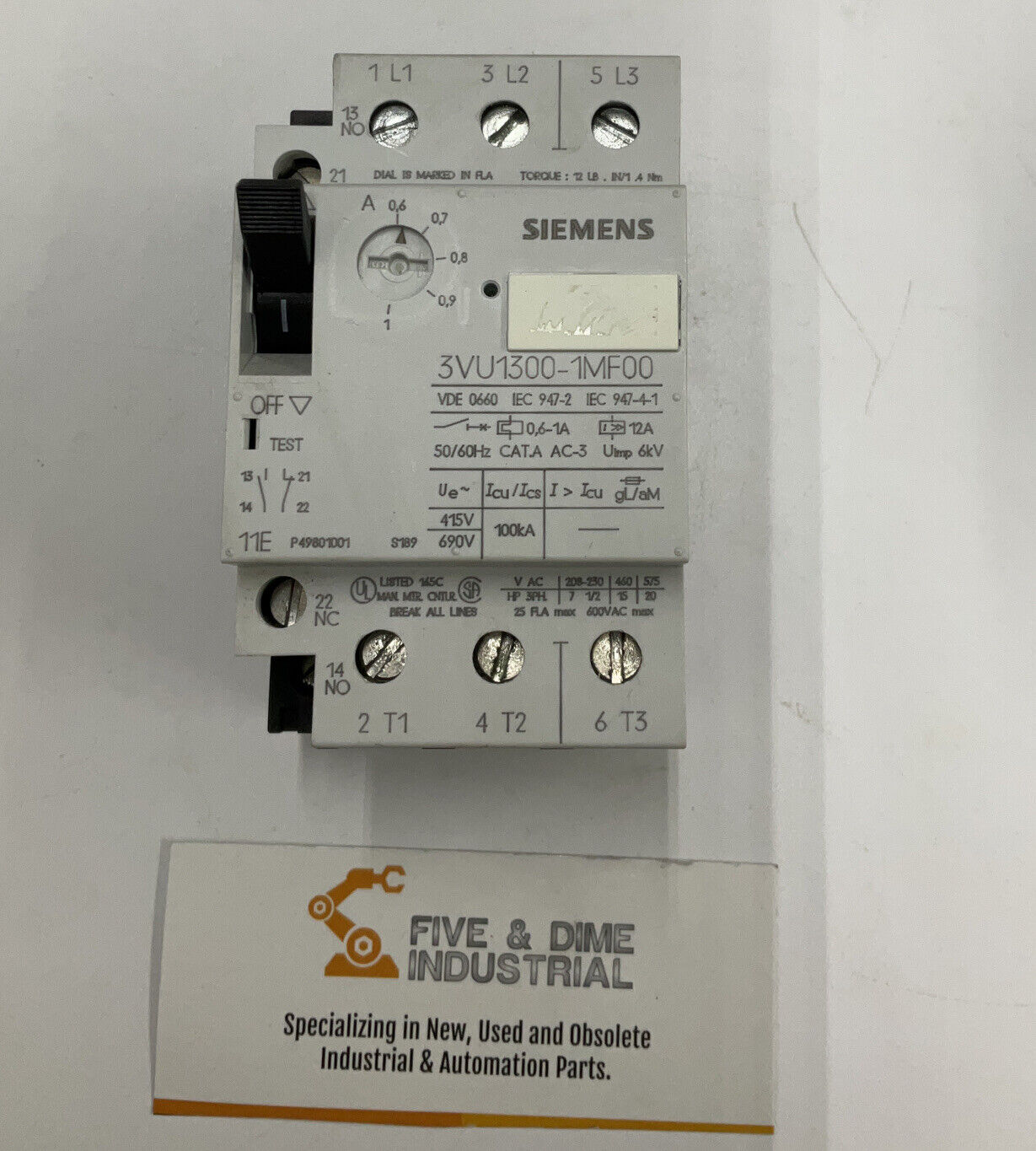 Siemens 3VU1300-1MF00 Circuit Breaker 0.6-1A (CL142)