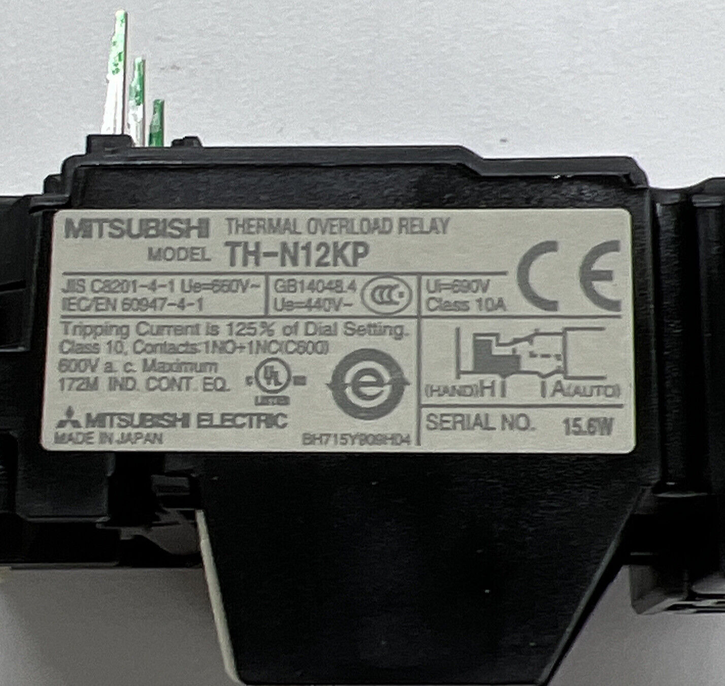 Mitsubishi TH-N12CXKP New Thermal Overload Relay Heater 1.7A 1.4-2.0A  (CL236)