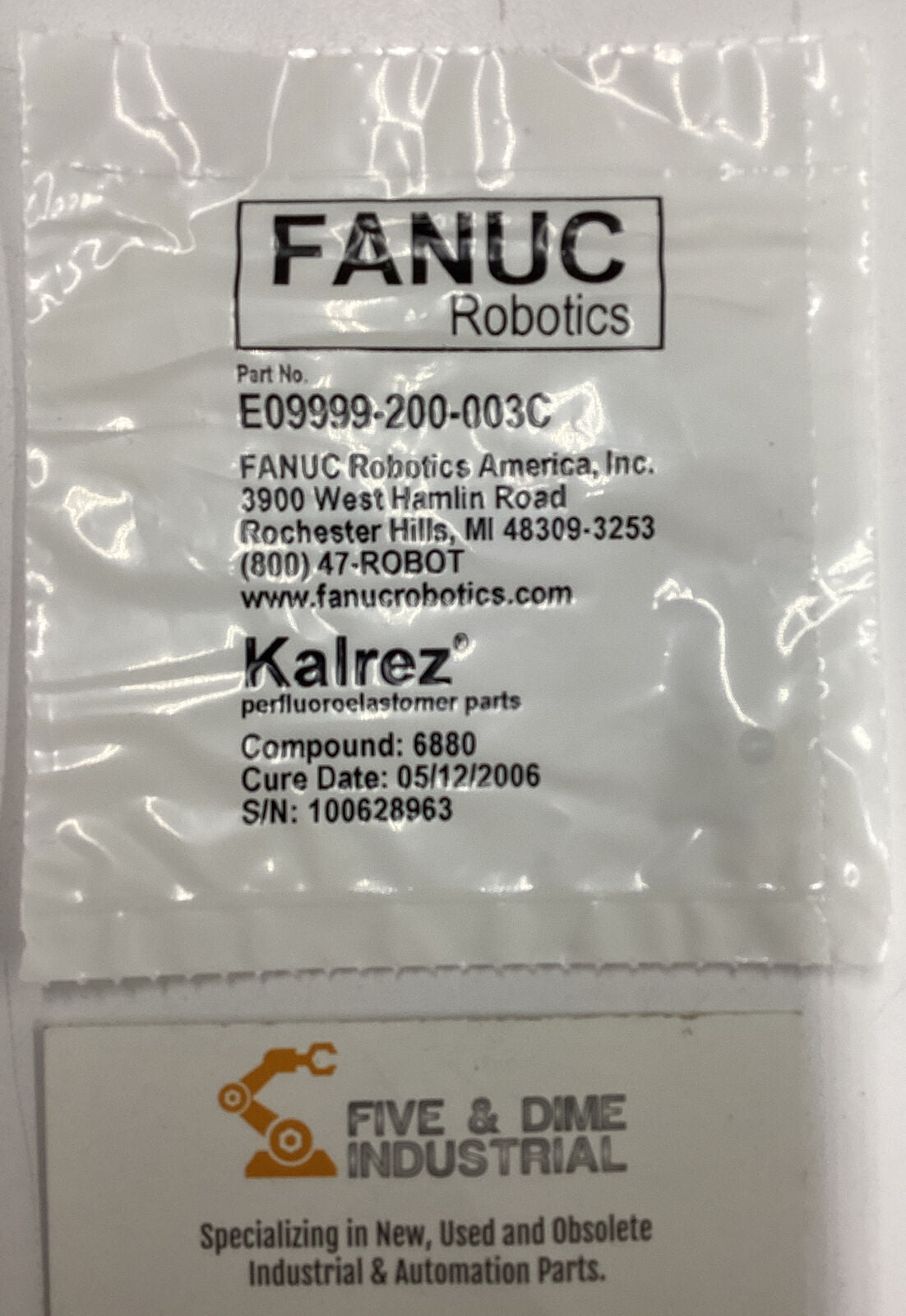 Fanuc / Kalrez E09999-200-003C New O-Ring / Seal (RE128)