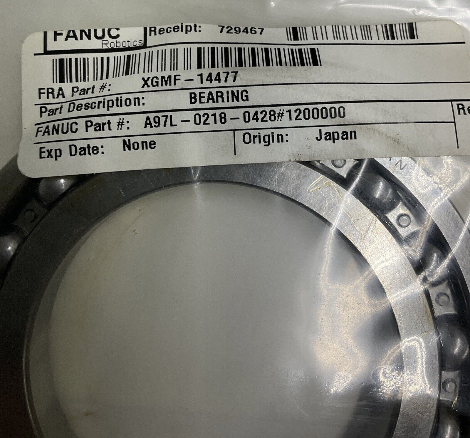 Fanuc A97L-0218-0428 #1200000 Bearing Koyo 16012 (GR165)