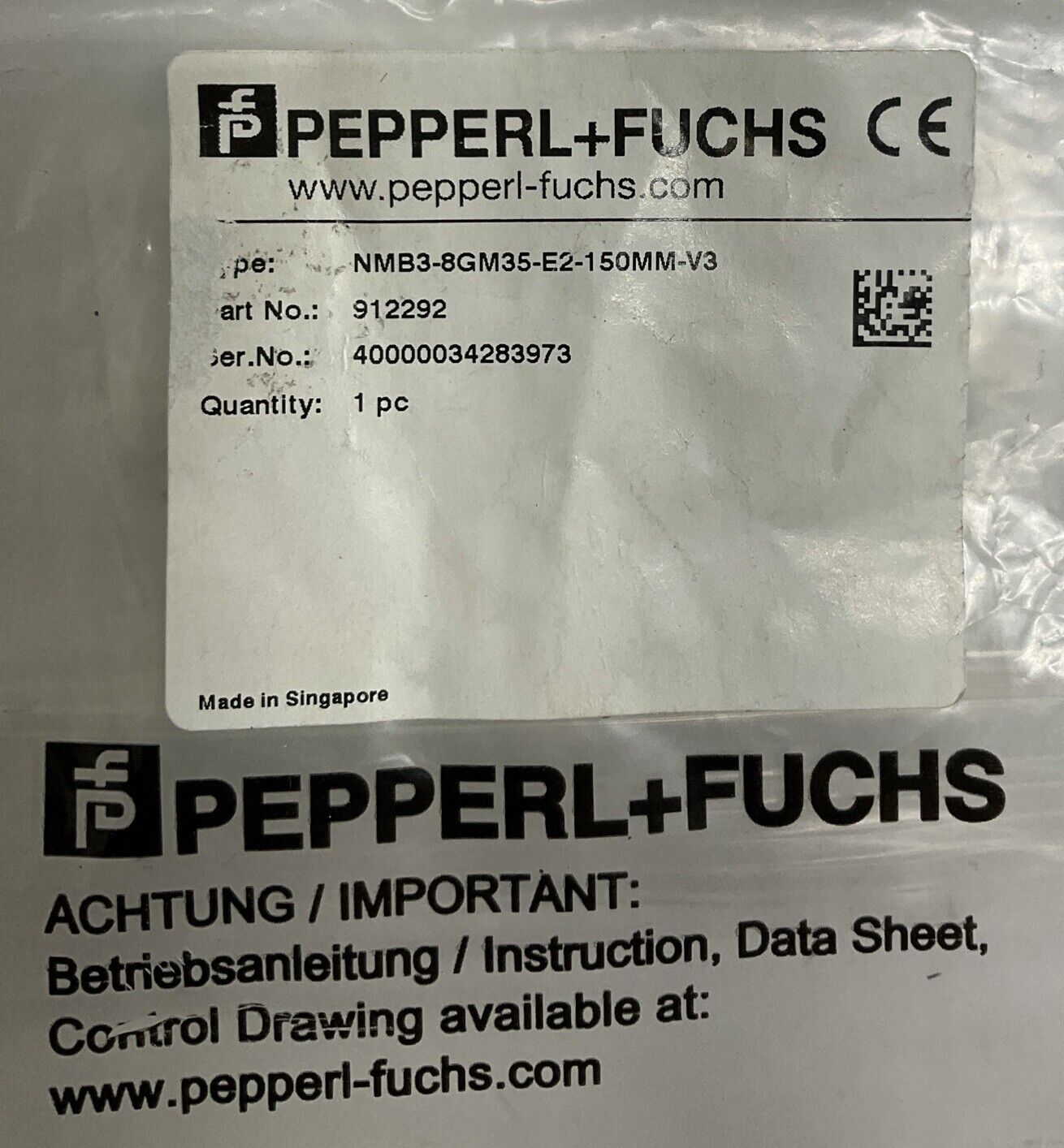 Pepperl Fuchs NMB3-8GM35-E2-150MM-V3 New Sensor 912292 (YE101) - 0