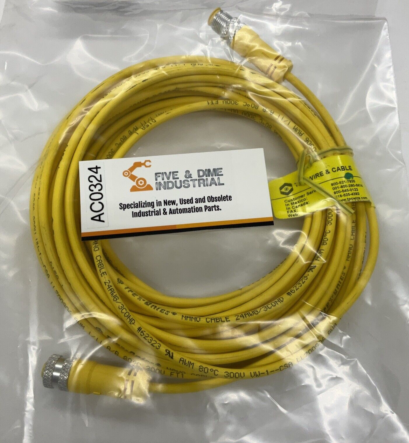 TPC Wire & Cable  MA119152F030  3-Pole M12, Straight Male/Female 30' (CBL153)