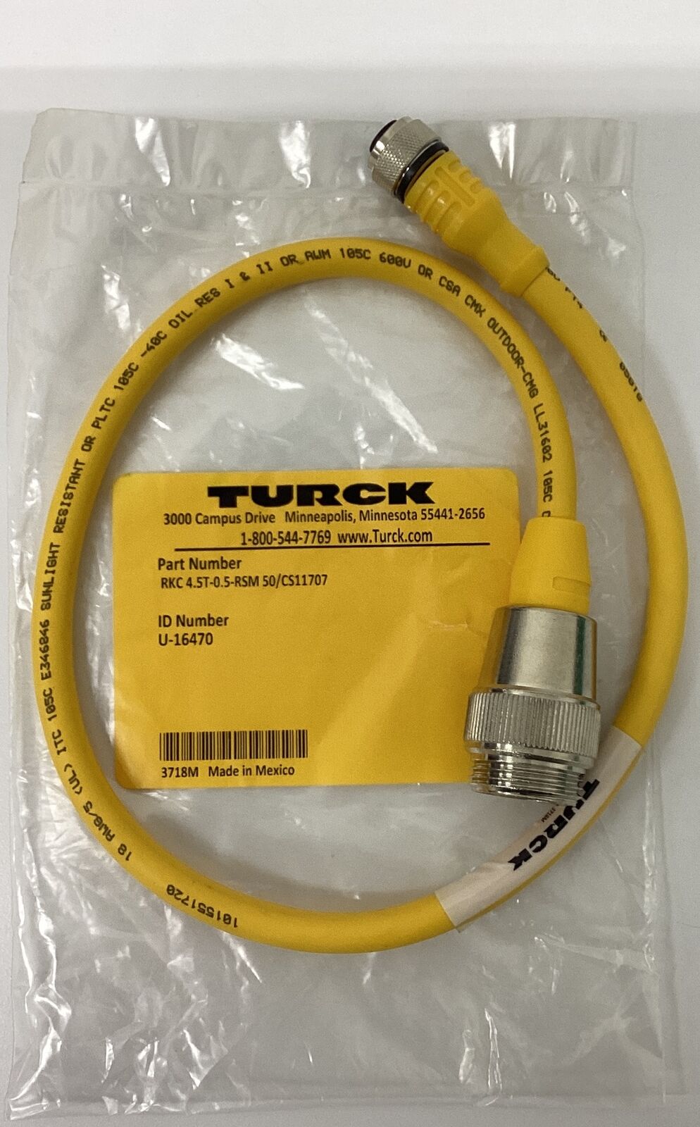 Turck RKC4.5T-0.5-RSM50/CS11707 / U-16470 Hybrid Cable (GR165) - 0