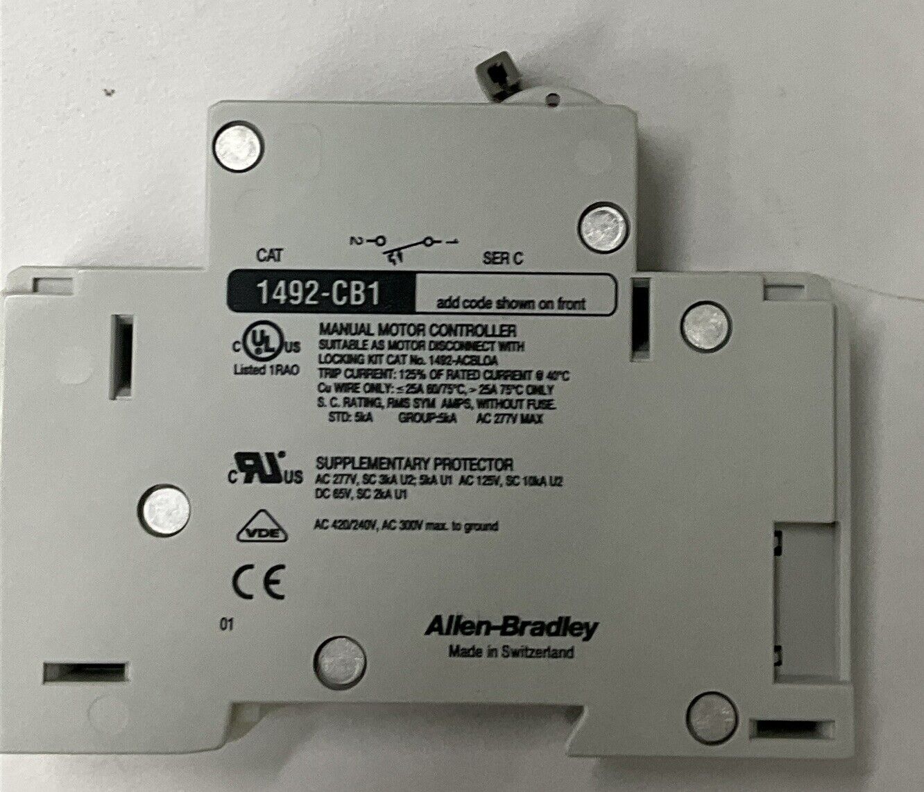 Allen Bradley 1492-cb1-g040 4 Amp Din Mount Circuit Breaker (CL306)