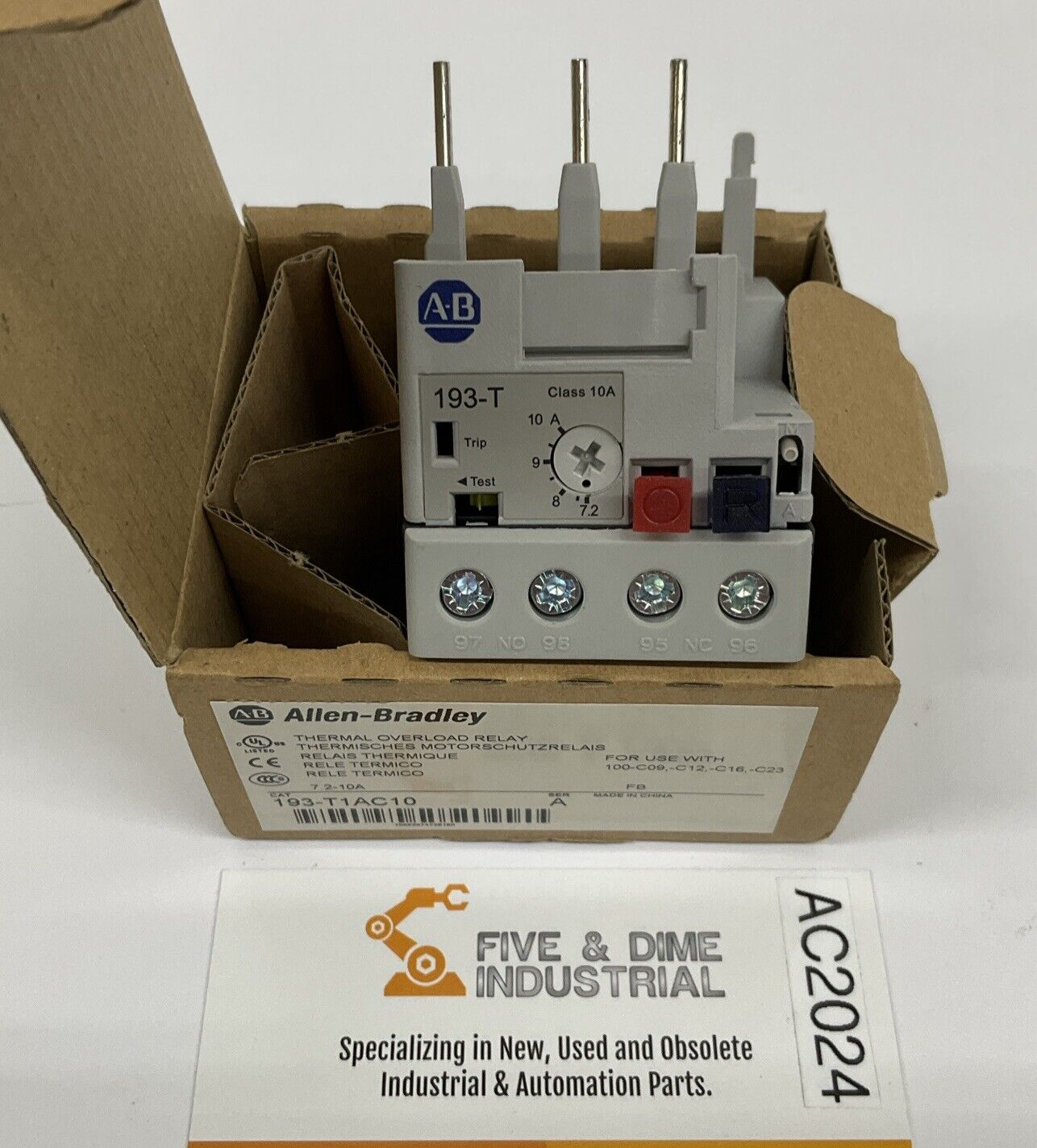 Allen Bradley 193-T1AC10 Thermal Overload Relay 7.2-10A NEW (BL276)