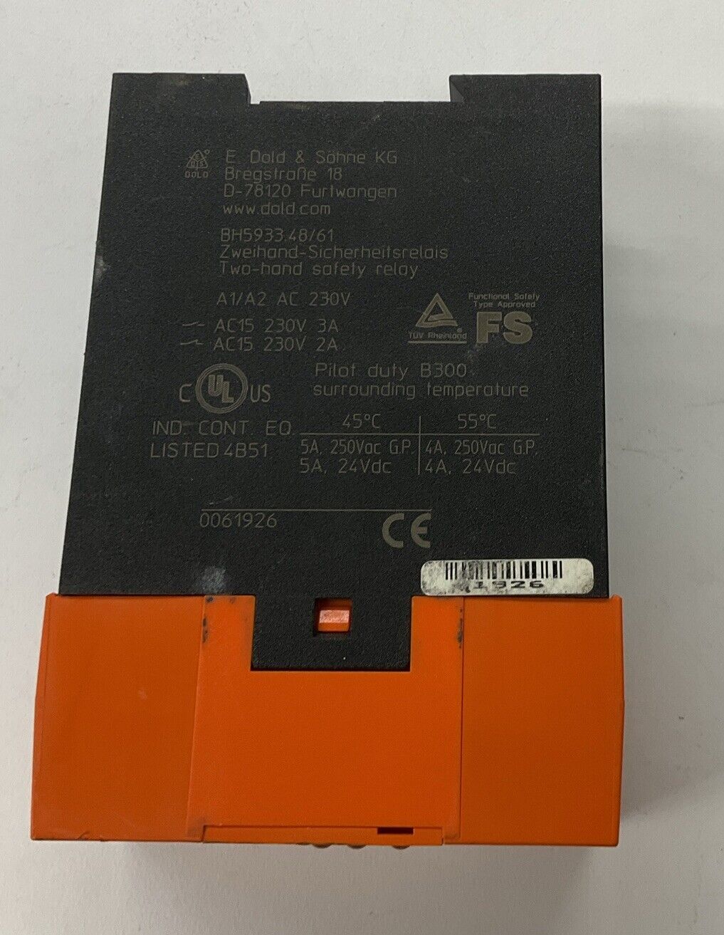 E. Dold & Sohne KG BH5933 D-78120 Safety Relay (BL106) - 0