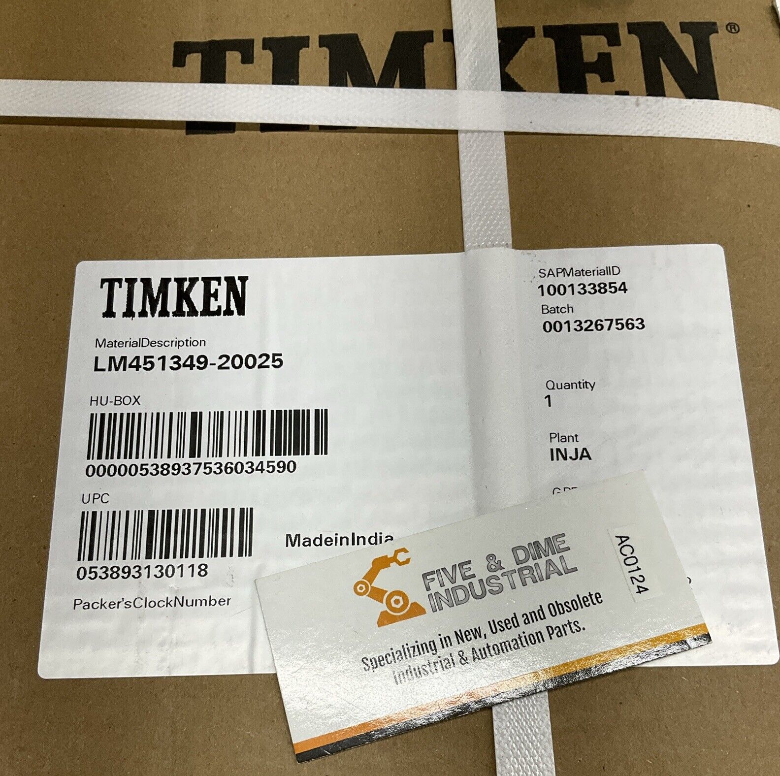 Timken LM451349-20025 Tapered Roller Bearing Cone NEW (OV134) - 0