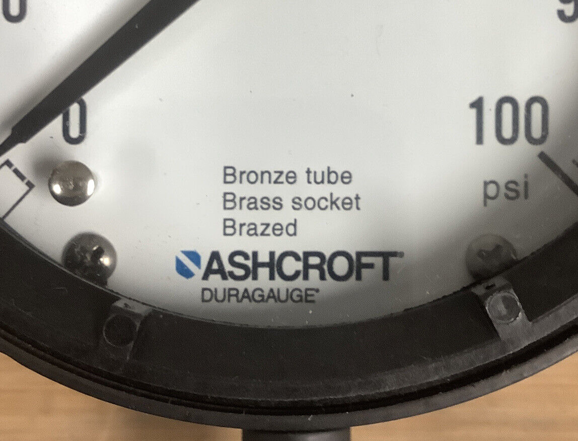 Ashcroft 45-1379-AS-04L-100#  New Pressure Gauge 100 PSI 4-1/2"  (GA101)