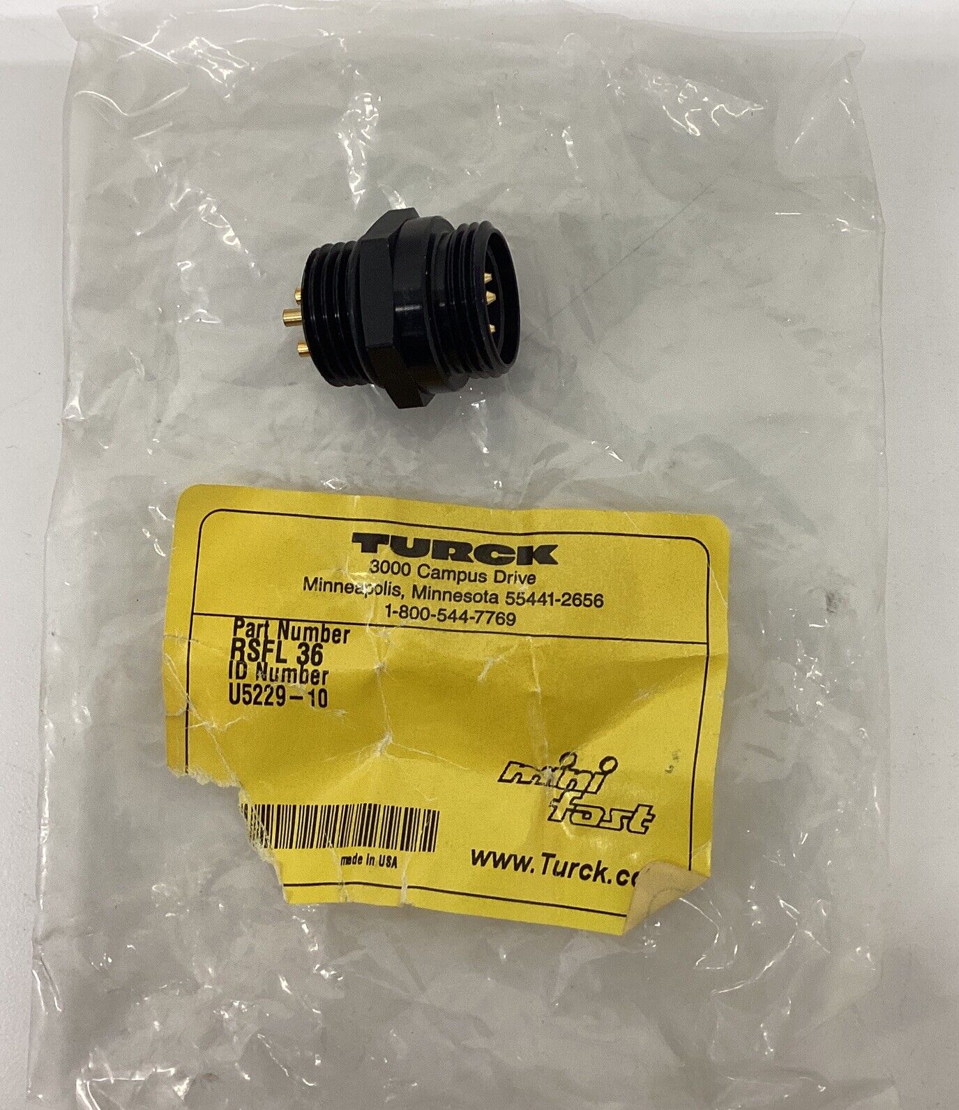 Turck RSFL-36 U5229-10 New Mini Fast Connector / Receptacle (BL107)