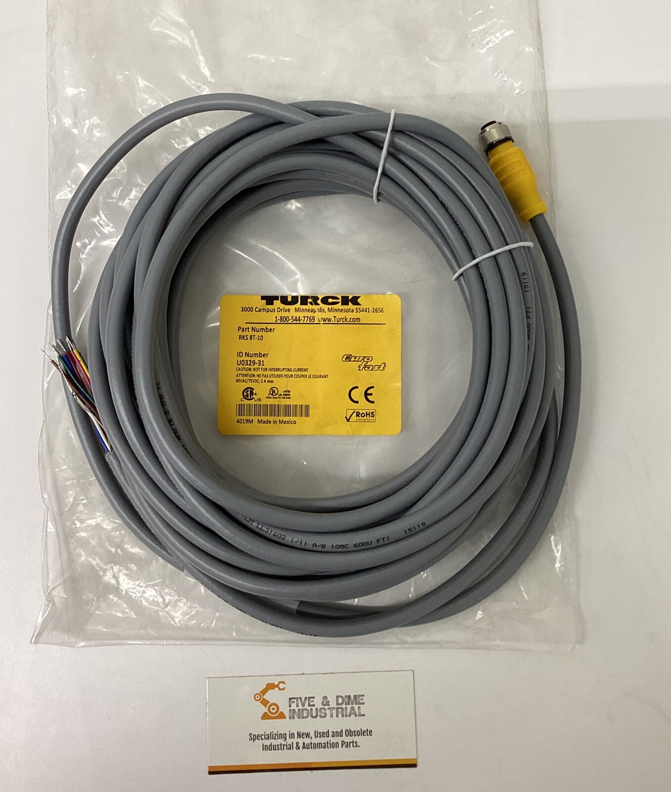 Turck RKS8T-10/ U0329-31 Eurofast 8-Pin Cable Cordset (CL346)