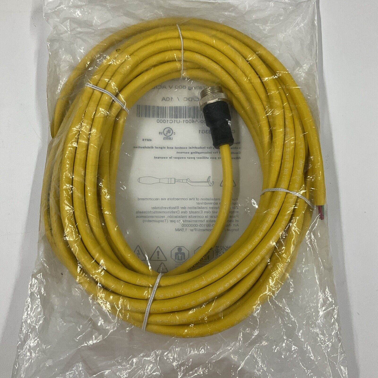 Murr 7700-A4001-U1C1000 Mini 7/8" 4-Pole, Male Power Cable 10 Meters (CBL145)