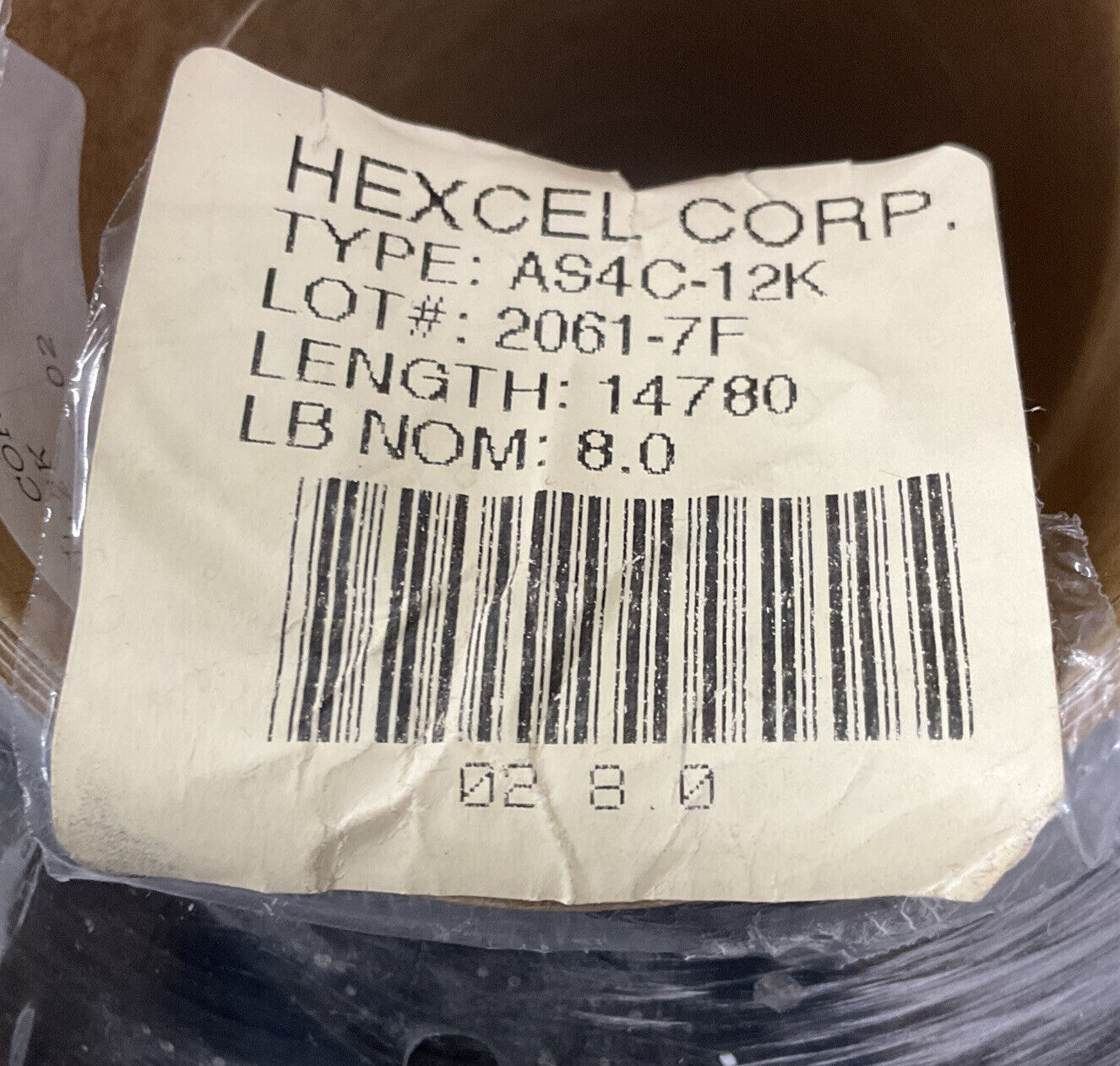 Hexcel HexTow AS4C 12K Standard Modulus Carbon Fiber Roll 14,780 Ft 8 Lbs  BK148