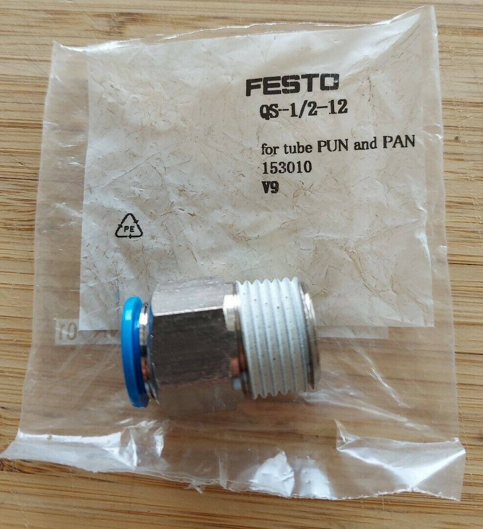 Festo QS-1/2-12  Fitting 153010 R1/2 BSPT Male Thread 12MM OD Tube (GR119)