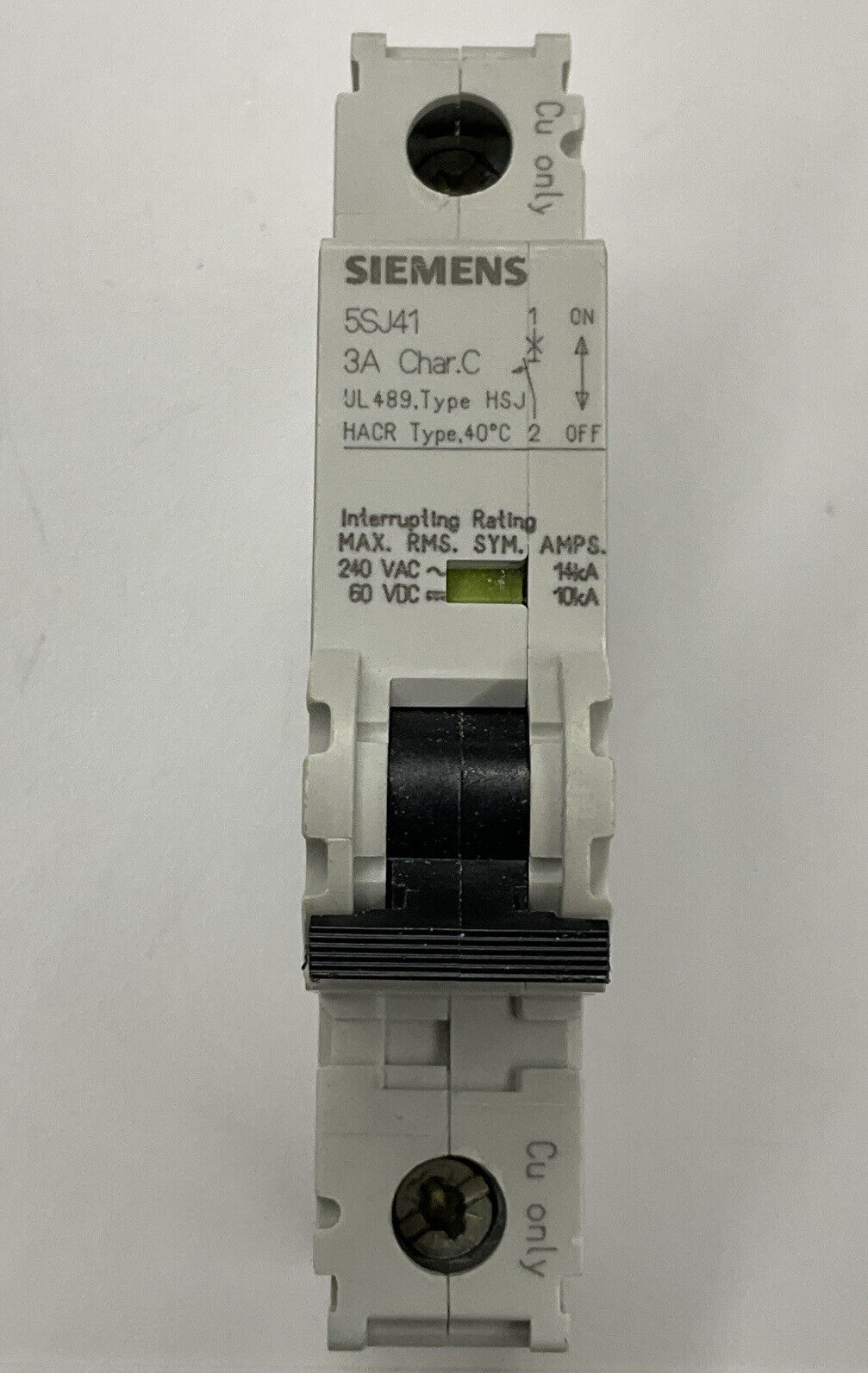 Siemens New 5SJ4103-7HG40 3 Amp Type HSJ Circuit Breaker DIN Mount (RE236) - 0