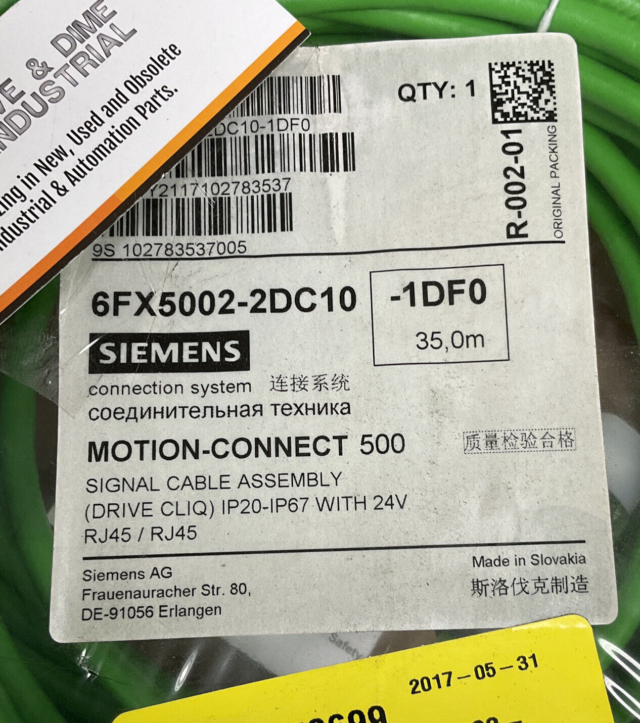 Siemens 6FX5002-2DC10-1DF0 35M Motion-Connect Cable(CBL118) - 0