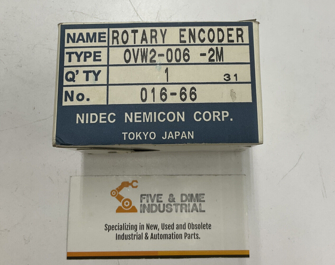 Nidec Nemicon OVW2-006-2M Rotary Encoder 016-66 9" Model (CL190)
