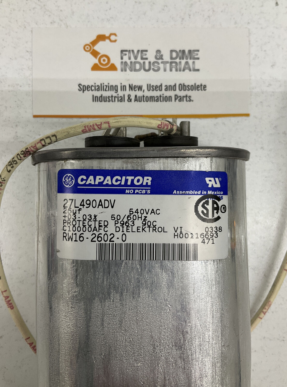 GE Capacitor 27L490ADV 26µf +03 - 03% 50/60 Hz  540VAC (BL206)