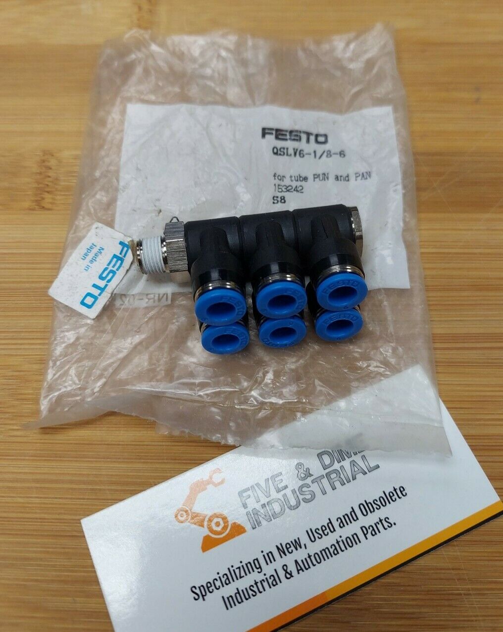 Festo Push to Connect Fitting 153242 QSLV 6-1/8-6 Multiple Distribution (YE105)