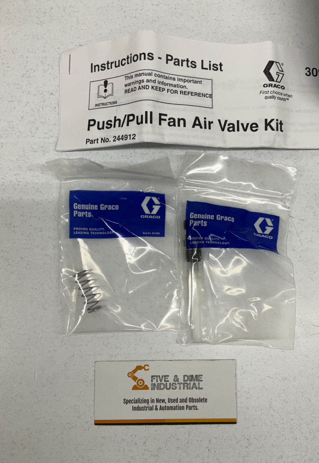 Graco Push / Pull Fan Air Valve Kit 244912 New  (RE110)