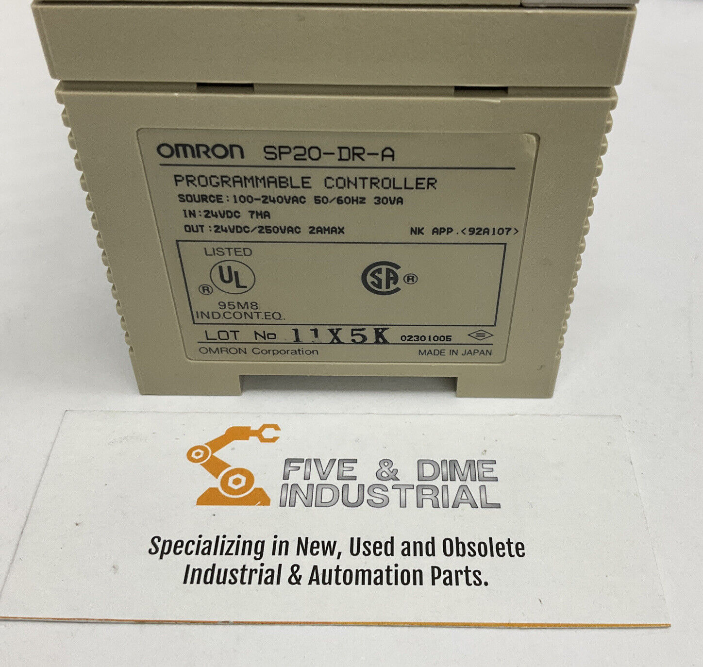OMRON SP20-DR-A SYSMAC MINI PROGRAMMABLE CONTROLLER 240VAC 30V  (RE255)