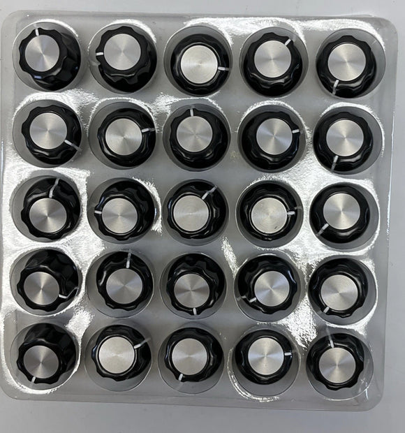 APEM MPKES90B1/4 Fluted Control Knobs Black 1/4" Shaft w/ Skirt(lot of 25)