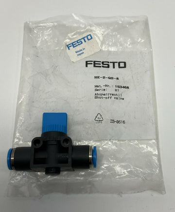 Festo HE-2-QS-8 8mm Inline Push-to-Connect Shut-Off Valve 153468 - 0