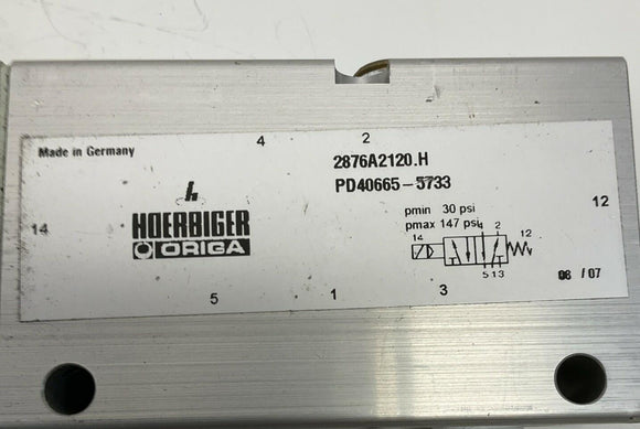 Hoerbiger Origa PD40665-5773 Control Valve with KZ3996 Solenoid 48VDC, 115VAC
