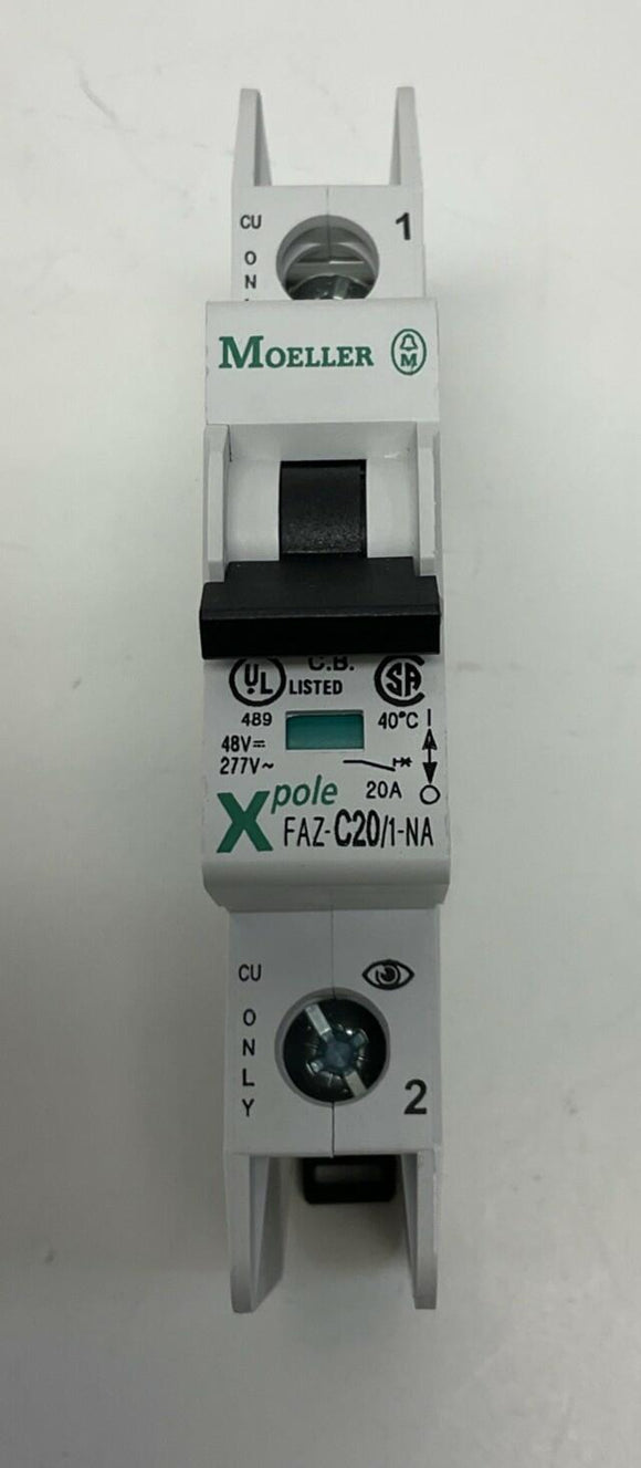 Moeller Eaton FAZ-C20/1-NA 20 Amp Circuit Breaker, 1-Pole, 48VDC, 277VAC