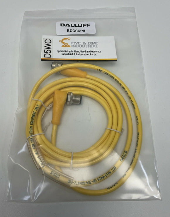 Balluff BCC05P8 M12, A-Coded 5-Pin, 4-Wire Male Angled x Female Straight 2-Meter