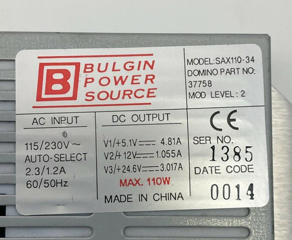 Bulgin Power Source SAX110-34 Domino 37758 Power Supply