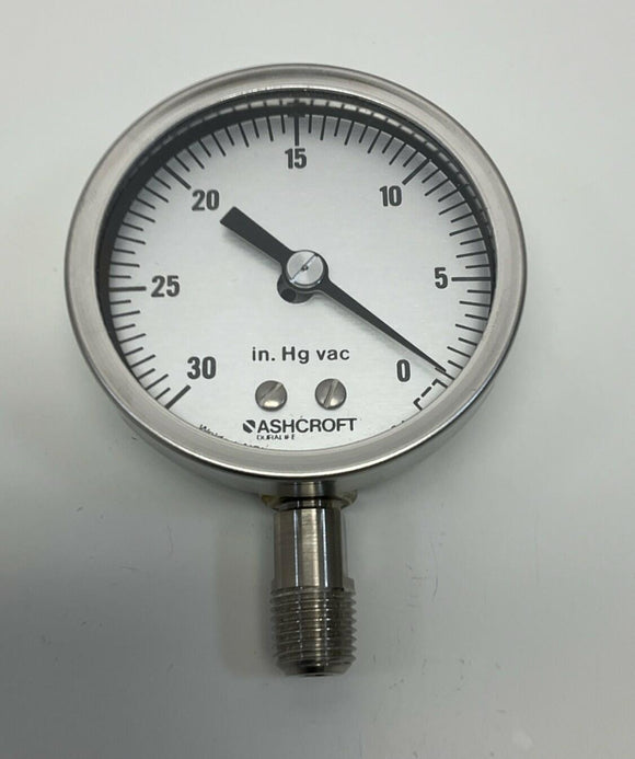 Ashcroft 25-1009-SW-02L 2-1/2" 1/4" NPT Gauge 316 Tube & Socket 30inHg - 0 PSI